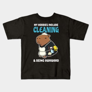 My hobbies include Cleaning and being awkward cartoon Capybara Kids T-Shirt